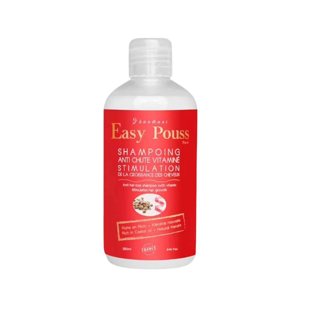 Shampoing vitaminé anti-chute Easy Pouss avec kératine et huile de ricin pour cheveux afro