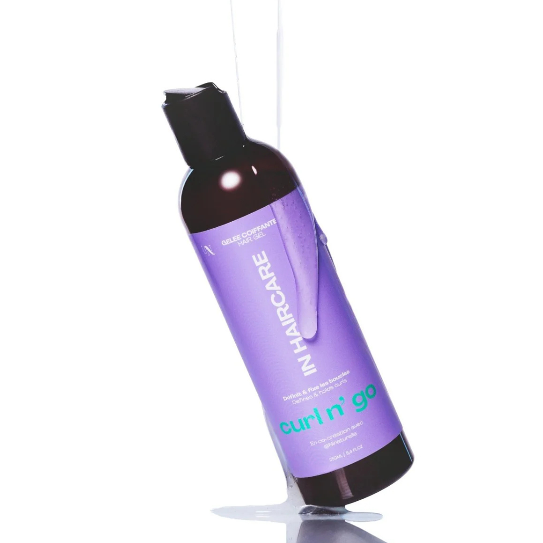 Gelée boucles Curl N go In Haircare pour cheveux bouclés sans effet collant ni résidus